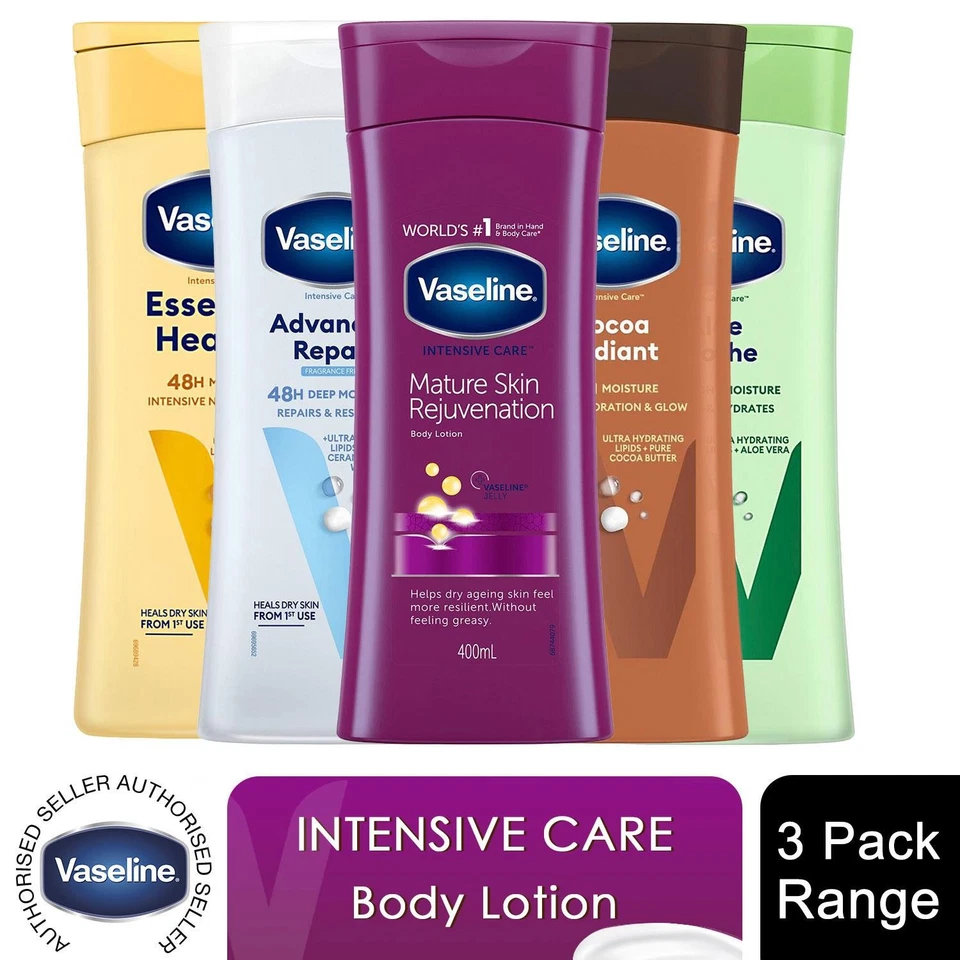 Vaseline Intensive Care Body Lotion, 3 Pack, 400ml