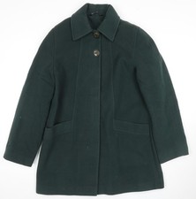 BHS Women's Green Overcoat Size 14 - Classic & Elegant