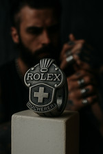 Rolex Bucherer Swiss Cross Signet Ring – Bold Statement Piece, Steel Finish