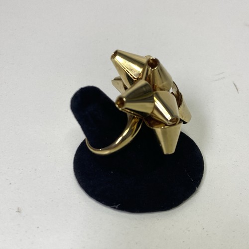 Anillo De Colección Kate Spade NY Bourgeois Regalo Arco Regalo Cóctel Dorado Talla 7 Declaración - Imagen 5 de 9