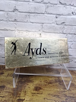 Vintage Rare 60s 70s AYDS Reducing Plan Diet Candy Vanilla Gold Foil Box 8''