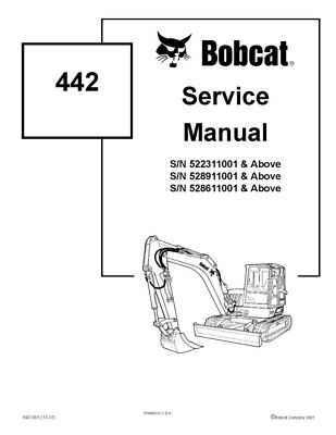 Bobcat 442 Compact Excavator Workshop Manual Service Shop Repair 6901801