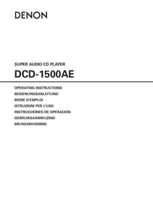Denon DCD-1500AE CD Player Owners Manual