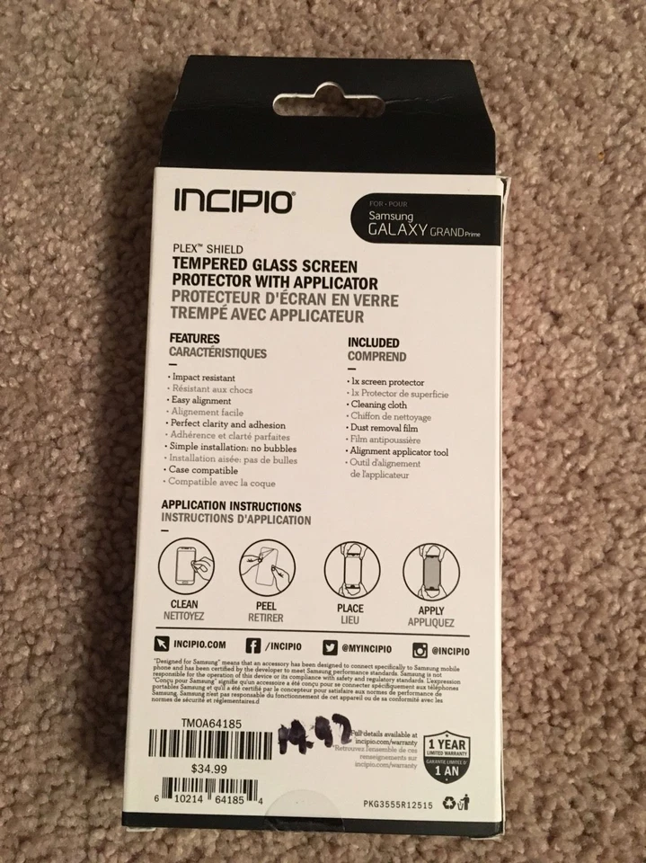 Protetor de tela Incipio Samsung Galaxy Grand Prime vidro temperado PLEX! - Imagem 4 de 4