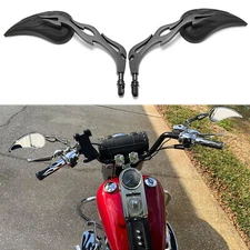 Motorcycle Flame Teardrop Mirrors For Harley Fatboy Road Street Glide CVO Dyna