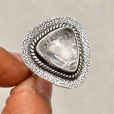 Crystal quartz Gemstone Handmade 925 Sterling Silver Jewelry Ring Size 5