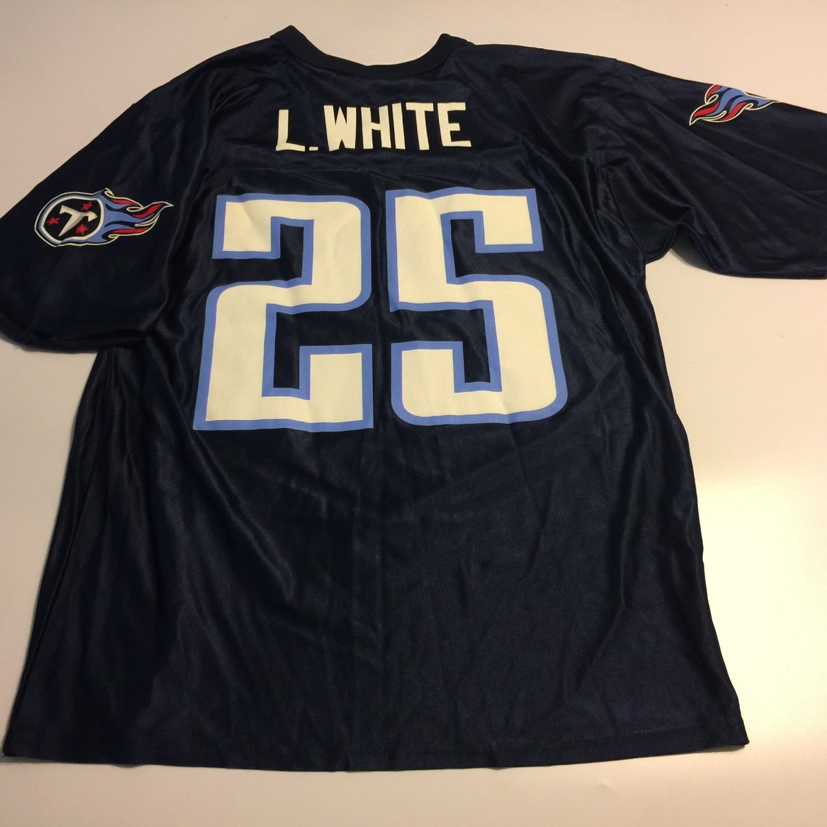 Tennessee Titans NFL Players Lendale White L White Navy Jersey Sz