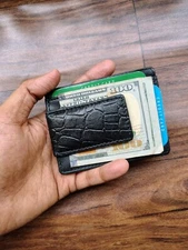 Men's Slim Leather Money Clip Wallet – Strong Magnetic Card Holder for Him