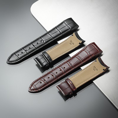 Curved End Genuine Leather Watch Strap Band Replace Bracelet No Buckle 18-24mm