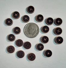 Pkg of 20 Small Brown 4-hole Resin Ring Button 5/16" (9mm) Craft (3946)