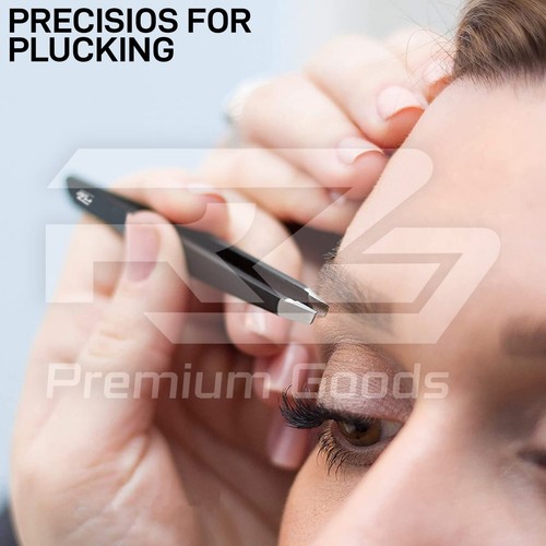 Tweezers Set 2-3-4 Piece Professional Stainless Steel Eyebrow Hair Pluckers Case - Picture 3 of 9