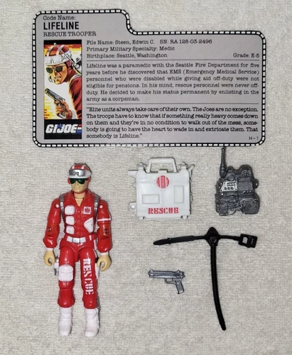 Vintage GI Joe 1986 Lifeline Rescue Trooper 100% Complete w/ File Card Hasbro