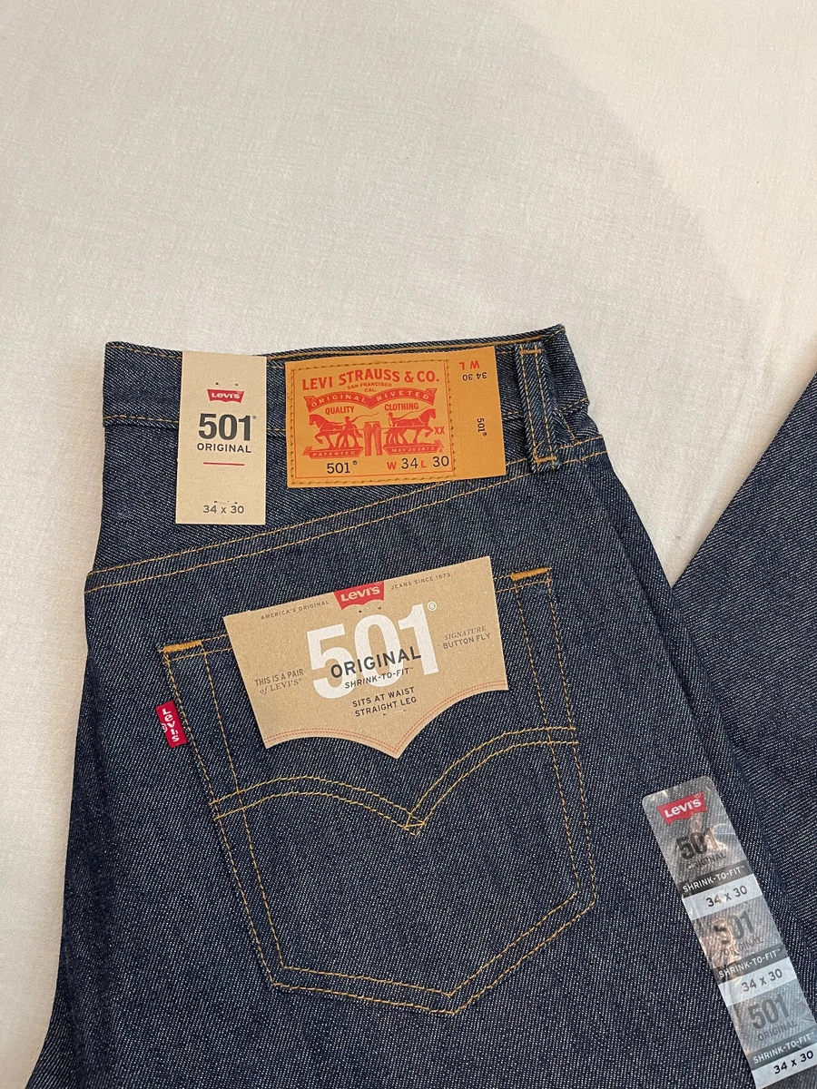 LEVIS 501 MENS SHRINK-TO-FIT RIGID BLUE JEANS 34X30 #0000 W34L30