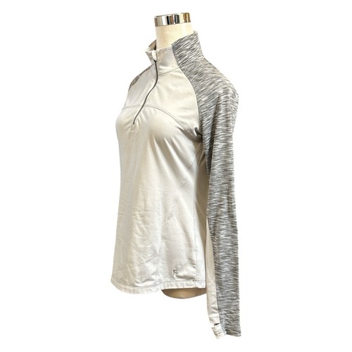 Danskin Now Women's Pullover 1/4 Zip Long Sleeve Active Wear Top S Gray Ivory - Picture 2 of 7