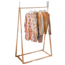 NEW Wooden Pine Clothes Rail With White Painted Tips Clothes Organiser Bedroom