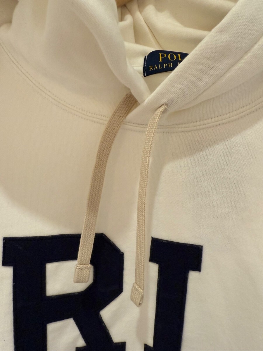 NWT Polo Ralph Lauren White RL Monogram Letterman Fleece Hoodie