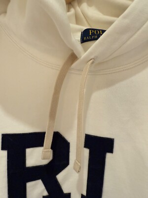 NWT Polo Ralph Lauren White RL Monogram Letterman Fleece Hoodie