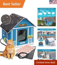 Durable Heated Outdoor Cat Shelter with Two Doors - Easy Assembly Design