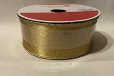 1 1/2  x 30 Ft Wired Edge Gold Metallic Ribbon For Christmas, Wedding