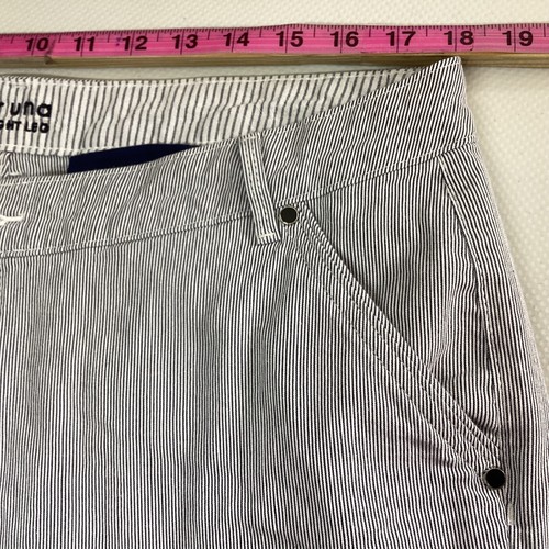 Ladies M & S Per Una Straight Navy Stripe Chinos Trousers Size 18 R (458C) - Picture 7 of 8