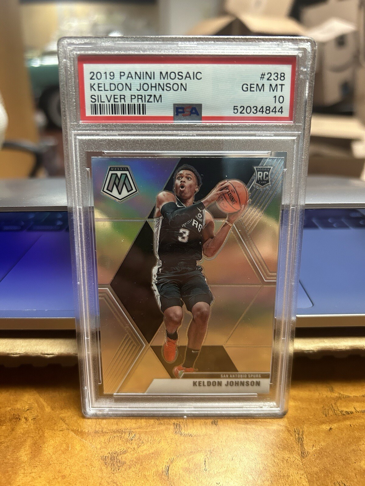 Keldon Johnson 2019-20 Panini Mosaic SILVER PRIZM Rookie RC #238 PSA 10 Spurs