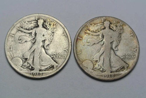 1918 & 1918-D Walking Liberty Half Dollars, Fine Condition - C5659A