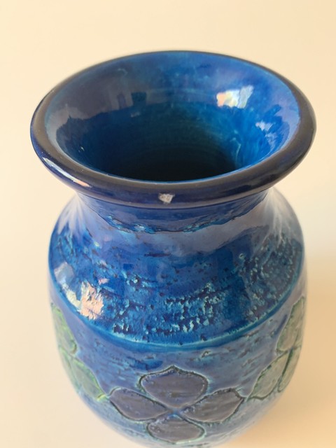 Mid Century Bitossi Rimini Blue Vase Aldo Londi Raymor ...