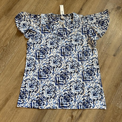 Top Chico's Femme Taille 0 - Manches Courtes, Crocheté, Franges, Noir Et Blanc - Comme Neuf