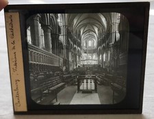 Lanterna magica Doppio vetro Antica slide Rarissima Canterbury Cattedrale