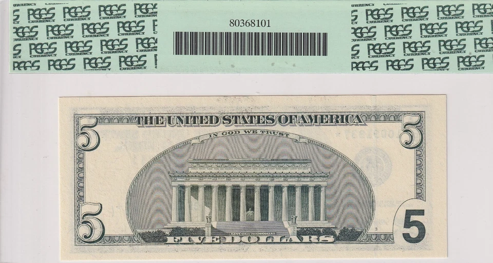 United States Of America, 5 Dollars, 1999, UNC, Fr.1987,  (Star / Replacement ) - Image 2 of 2