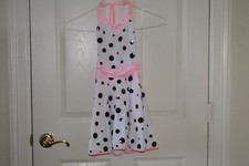 girls youth small white and pink musical theater costume with black polka dots
