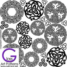 Celtic Knot Round Fusing Glass Decal Waterslide Ceramic Enamel-Black Hi Fire