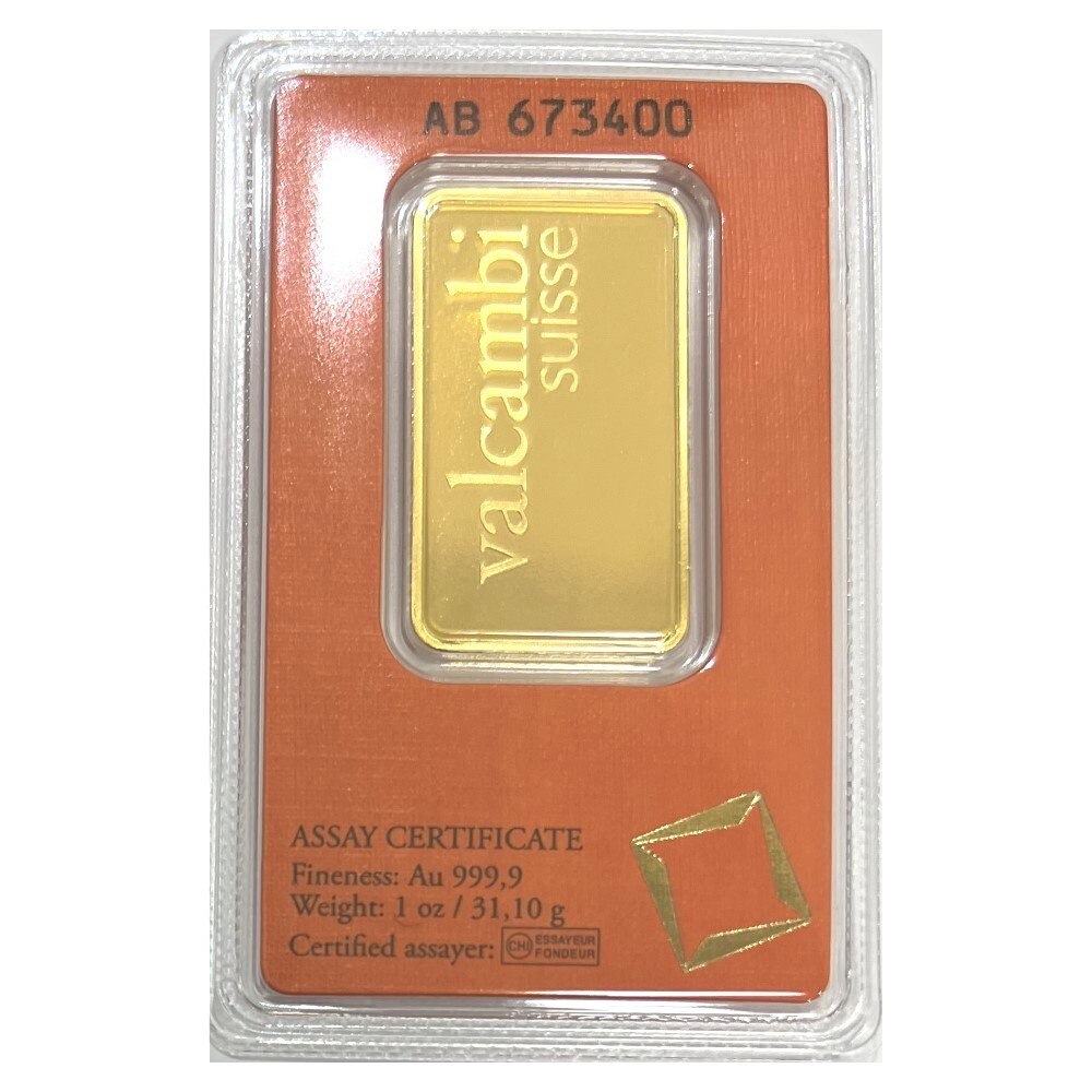 1 oz Gold Bar Valcambi Suisse .9999 Fine Gold ( In Assay Card
