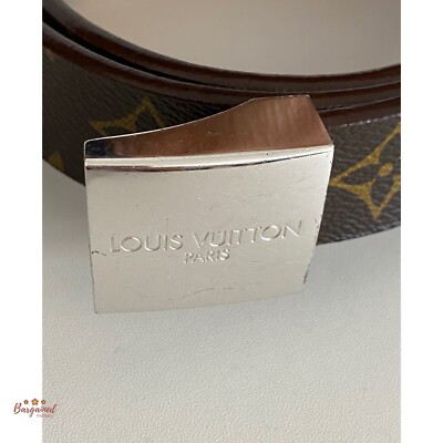 Authentic Louis Vuitton Brown Monogram Canvas Ceinture Silver