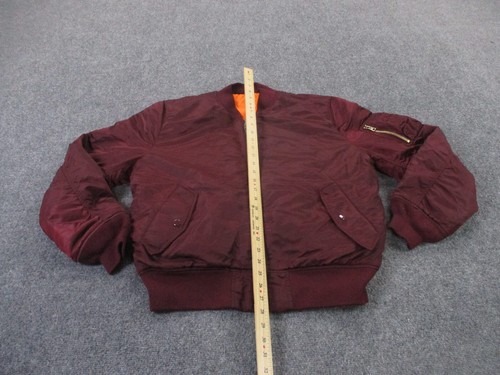 Alpha Industries Jacket Mens XL MA 1 Flight Bomber Maroon Military Intermediate - Picture 3 of 10