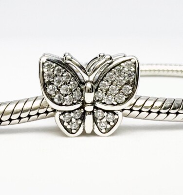 Funkelnder Schmetterling Charm Perle Insektenflügel echt 925 Sterling Silber  