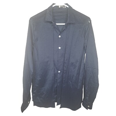 Y2K Funky D Free Mens Sz XL Shirt Long Sleeve Navy Blue Button Down NWT 90s