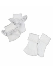 Set of White Lace Anklet Crew Socks fit 15 -18" Doll - American Girl Size Doll