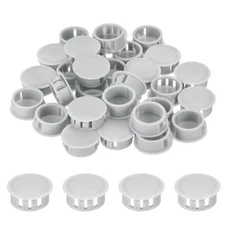 64Pcs 20mm Light Gray Nylon Plastic Round Locking Hole Plugs Insert End Caps