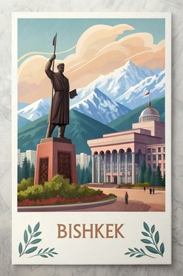 Bishkek, Kyrgyzstan - Vibrant Cultural Travel Wall Art Poster_moreDetail_4k_2730