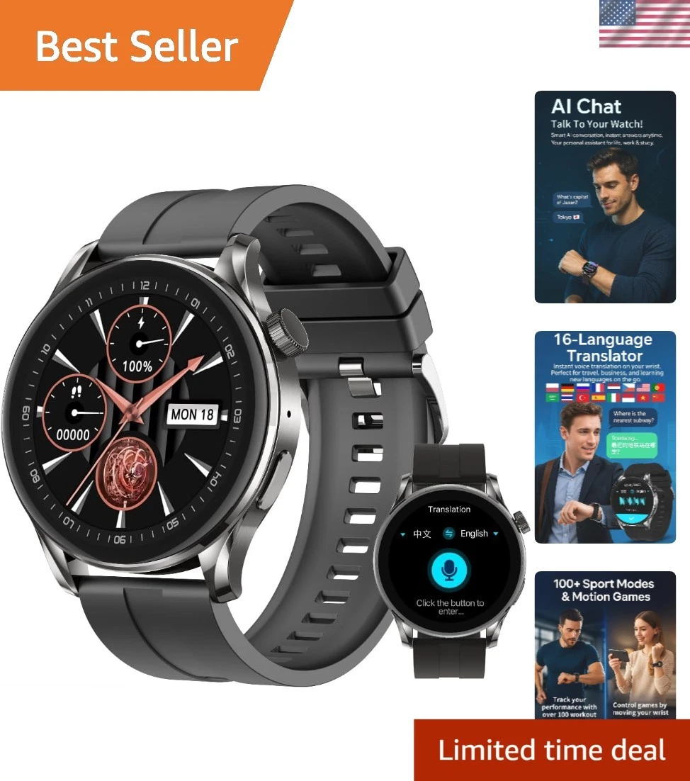Stylish AI Chat Smartwatch – 100+ Sports Modes & Health Monitoring Features