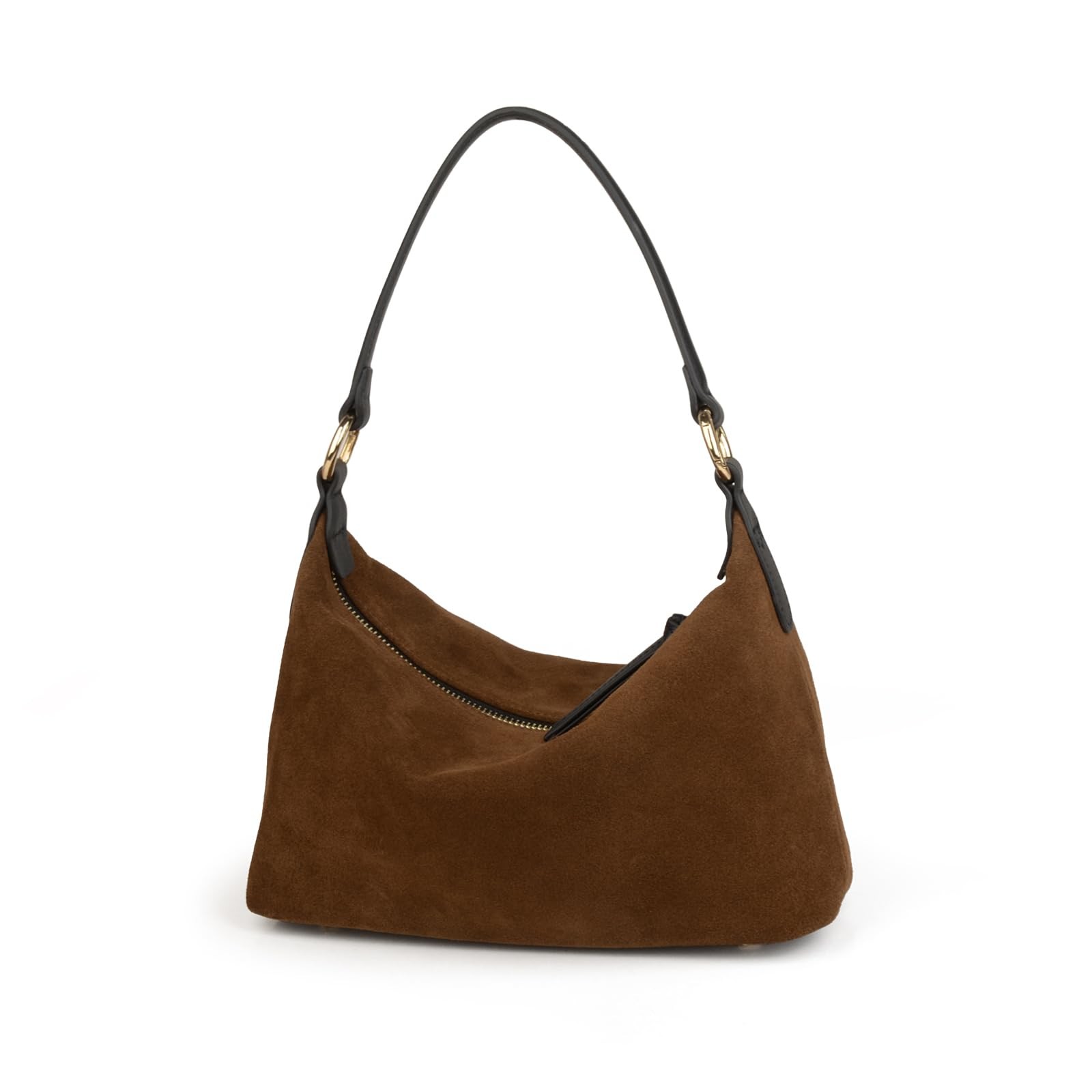 Slouchy Brown Suede Crescent Hobo Bag for Women, Suede Trendy Shoulder Satche...