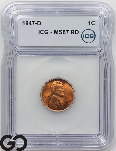 1947-D Lincoln Cent Wheat Penny ICG MS 67 RD