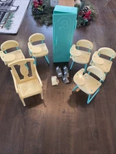 Vintage Barbie 1990s School Set Chair, Desks, Locker Notebooks 14 Pc Set (BRS)