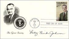 LADY BIRD JOHNSON - FIRST DAY COVER SIGNED