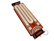 Cribbage Board Bloodwood Maple 4 Tracks Side Pull Drawers Won Game House of C...
