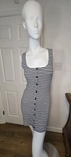 Sézane Striped Cotton Mini Button Up Sleeveless Dress Navy And Blue Size XS