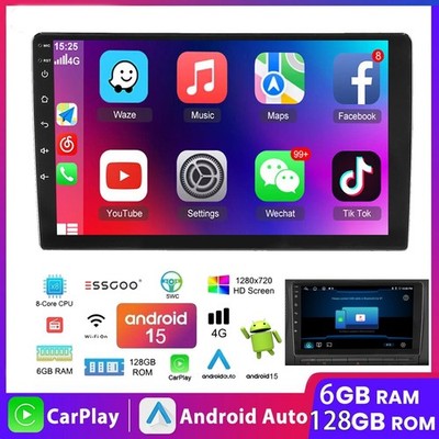 10.1'' 6+128GB QLED 2 DIN Car Stereo Radio Carplay Android 15 8-Core GPS WIFI BT