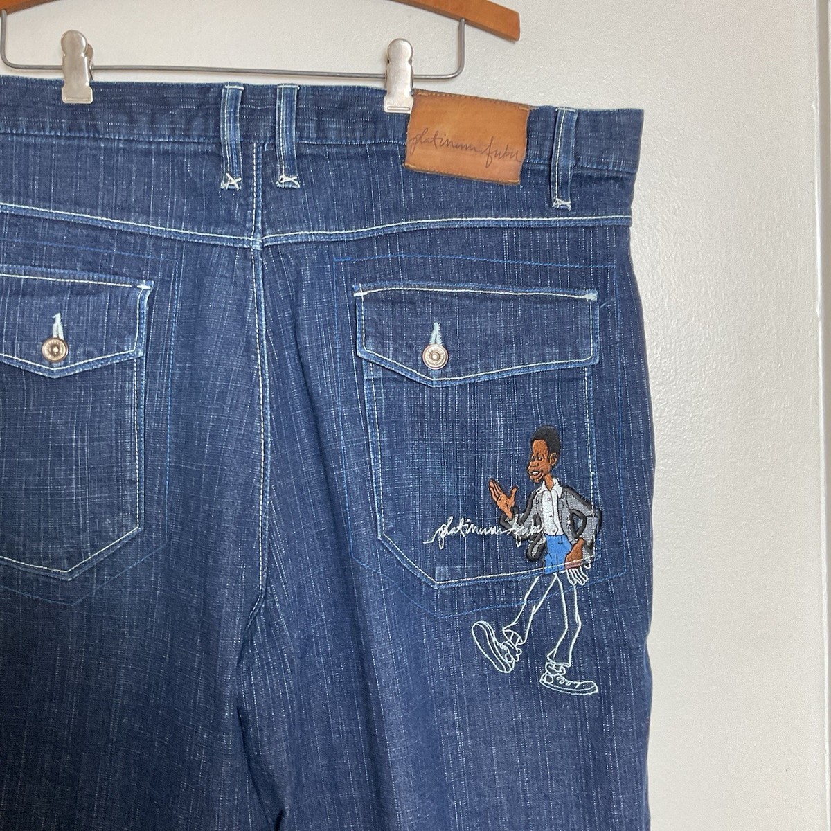 Vintage Y2K Platinum Fubu Fat Albert Embroidered Jean Shorts Jorts
