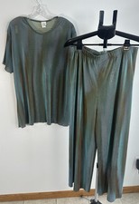 Le Fete Vintage 2 Piece Set Top and Pants Green Brown Size Medium